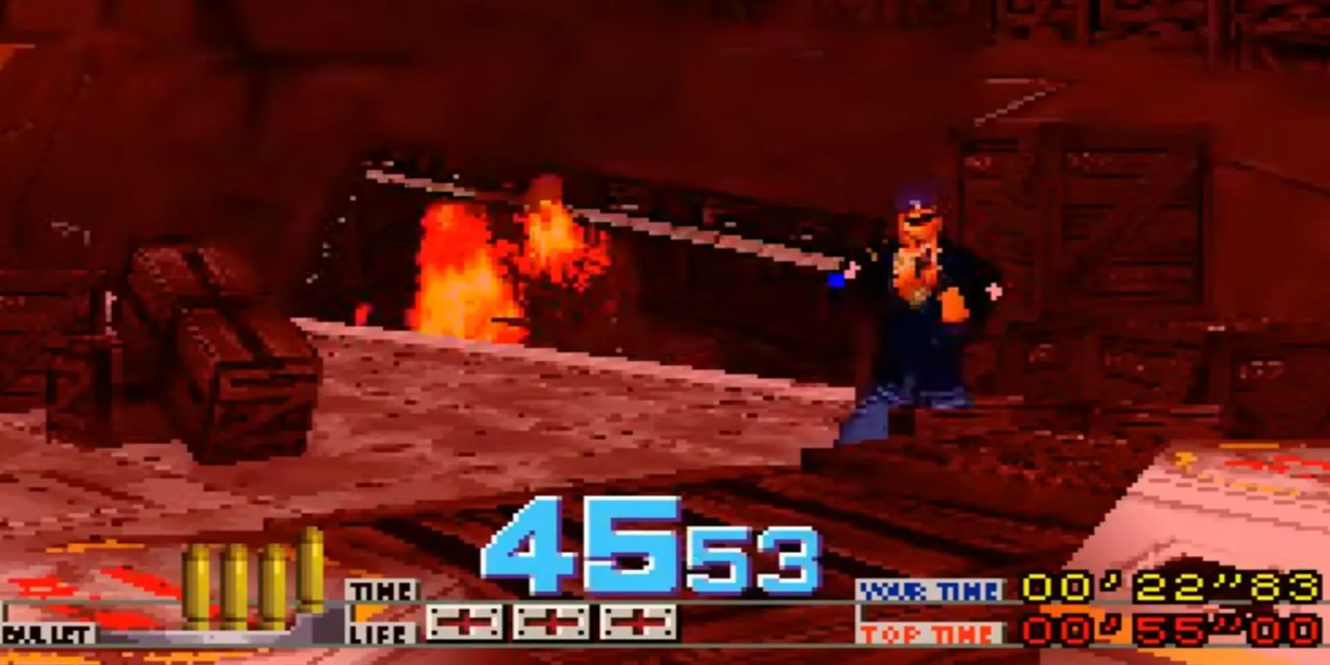 Aiming at a guard in Time Crisis