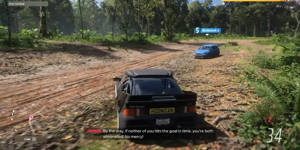 Ảnh chụp màn hình chế độ The Eliminator trong game Forza Horizon 5, hiển thị cảnh đua xe trong môi trường mở