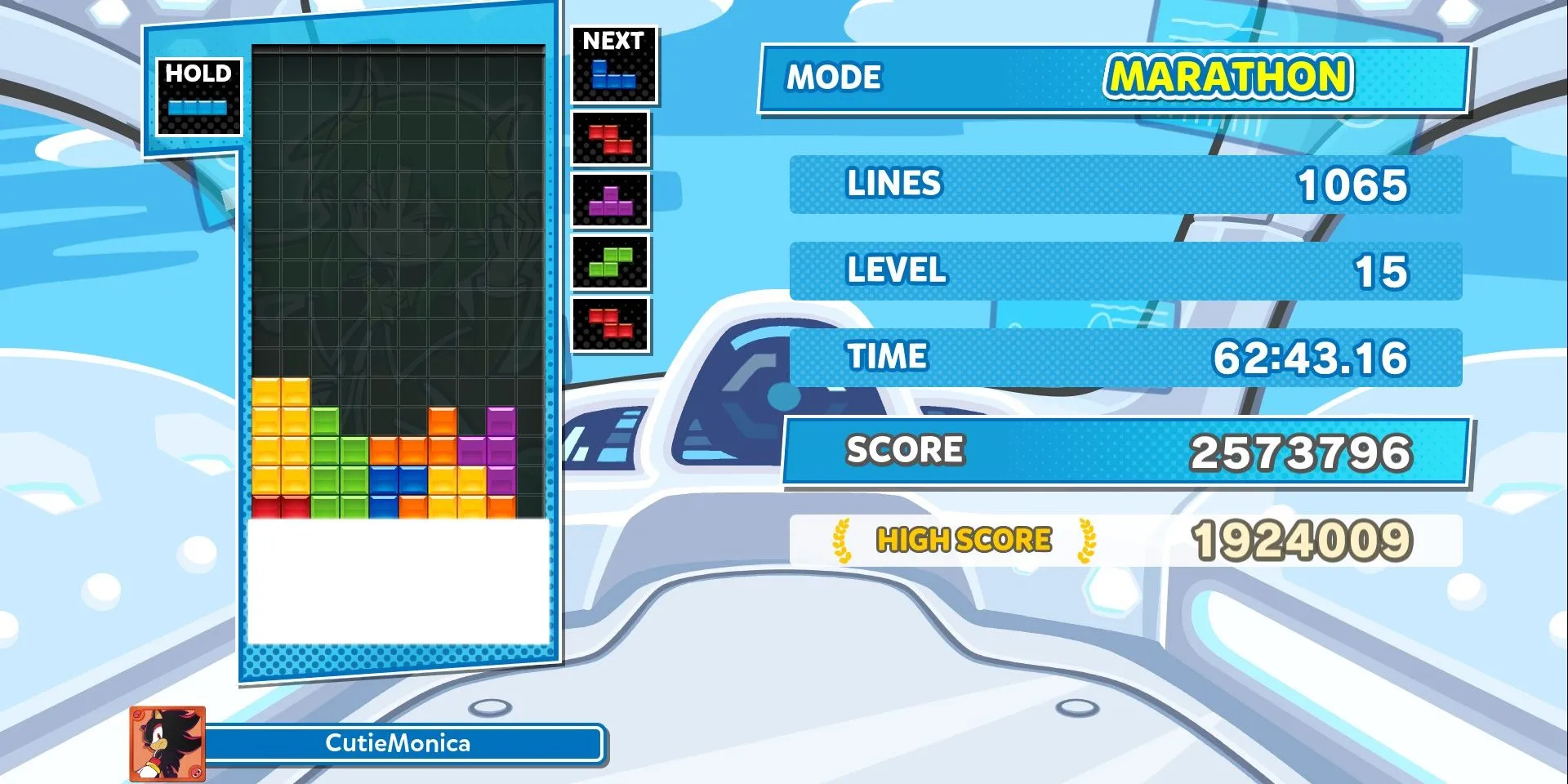 Ảnh chụp màn hình game Puyo Puyo Tetris 2 hiển thị giao diện ghép khối Tetris và Puyo Puyo
