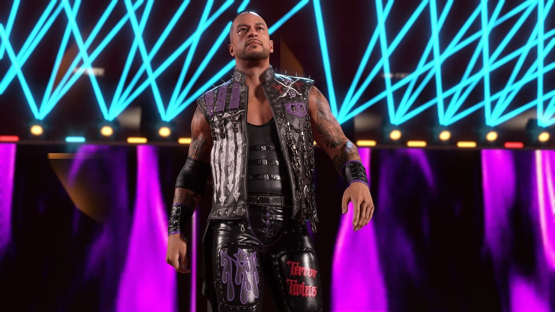 Ảnh chụp màn hình lối chơi WWE 2K25 với các siêu sao đấu vật