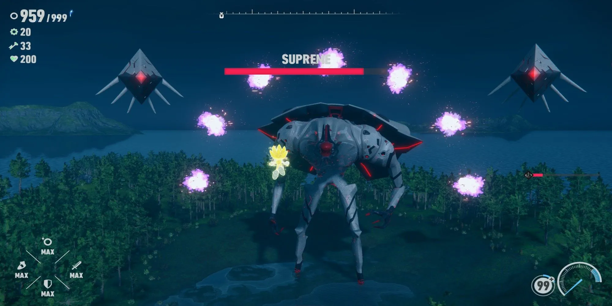 Boss Supreme trong Sonic Frontiers khi Super Sonic chiến đấu