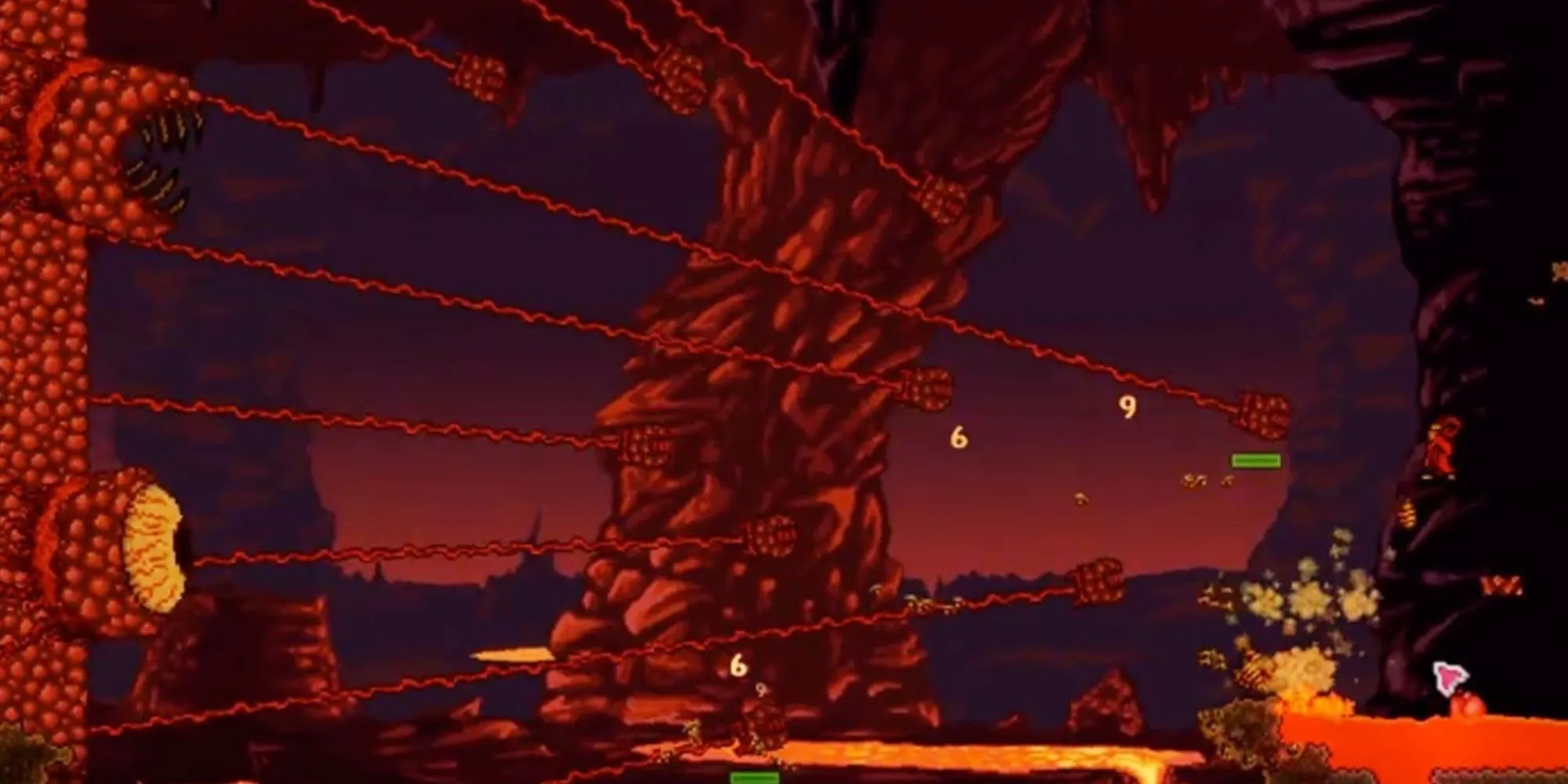 Boss Wall of Flesh xuất hiện ở địa ngục trong thế giới Terraria