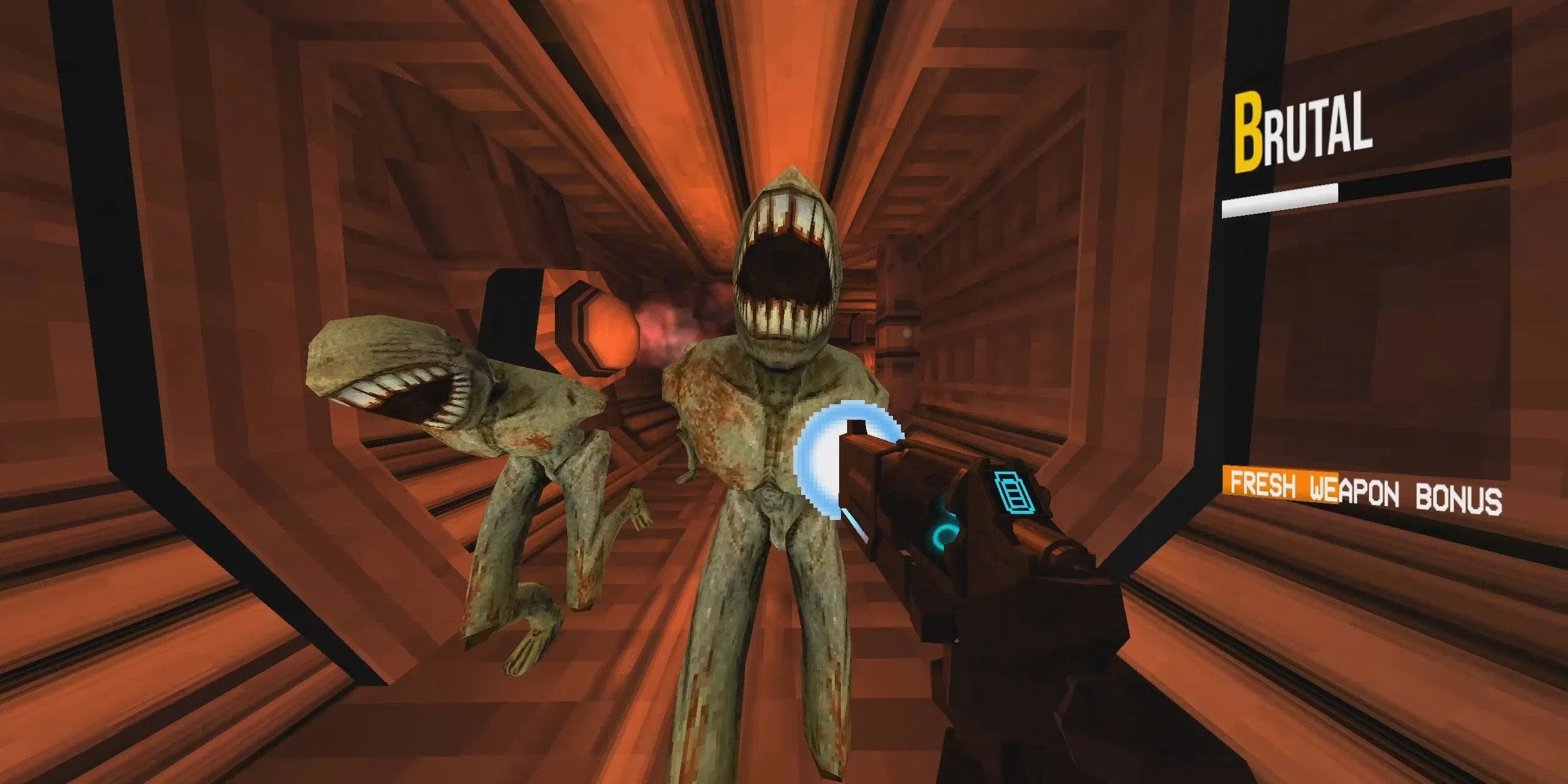 Cảnh người chơi bắn hạ quái vật trong game FPS nhịp độ nhanh Ultrakill