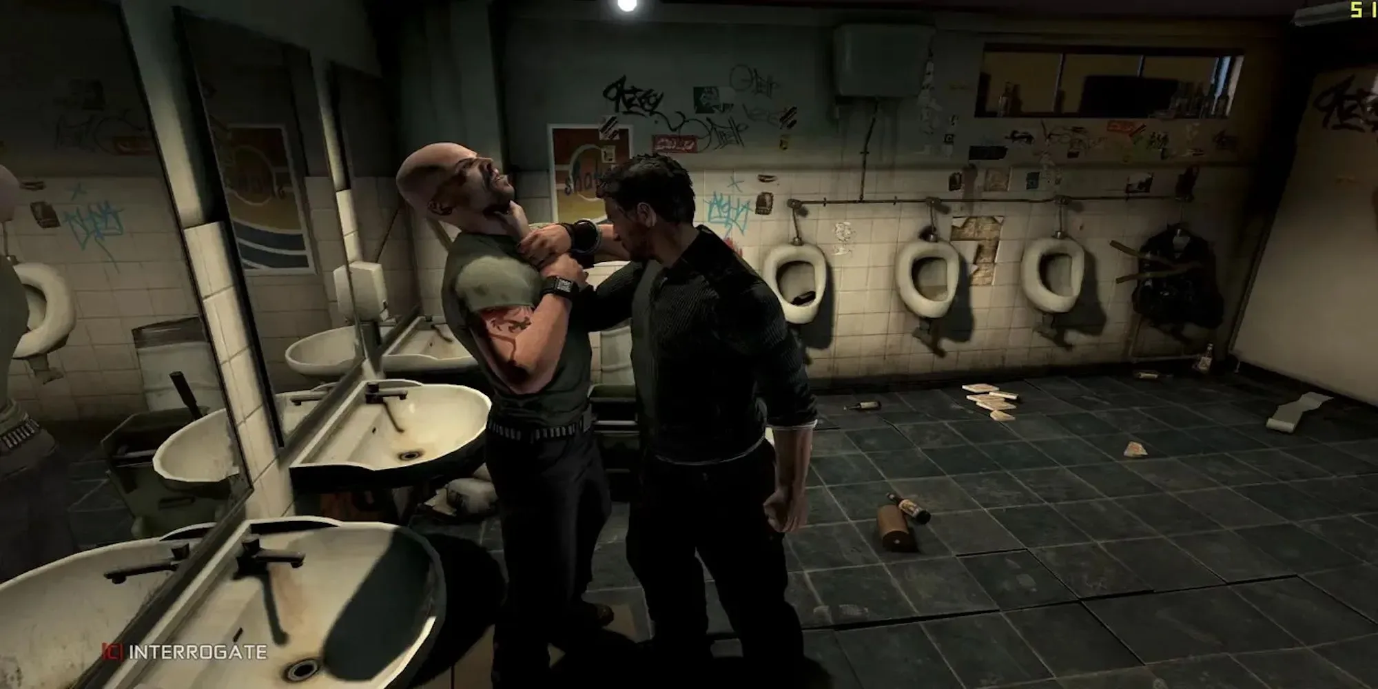 Cảnh Sam Fisher thực hiện đòn hạ gục trong game Splinter Cell Conviction