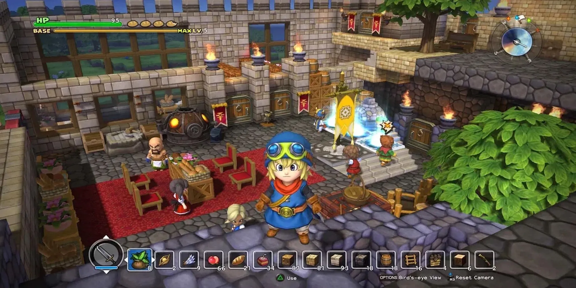 Cảnh xây dựng trong Dragon Quest Builders 2, minh họa lối chơi kết hợp RPG và xây dựng, nơi nội dung endgame tập trung vào khám phá các hòn đảo mới và sáng tạo.