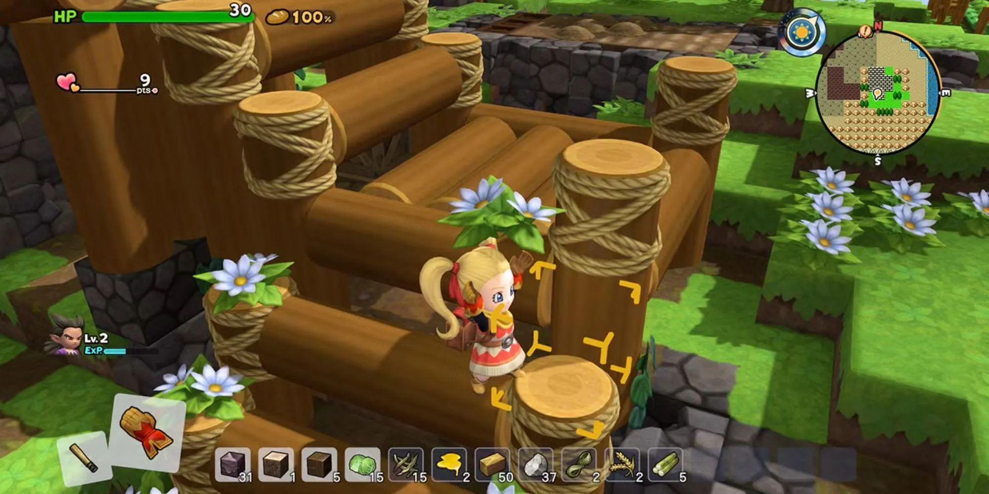 Đặt một khối gạch trong Dragon Quest Builders 2