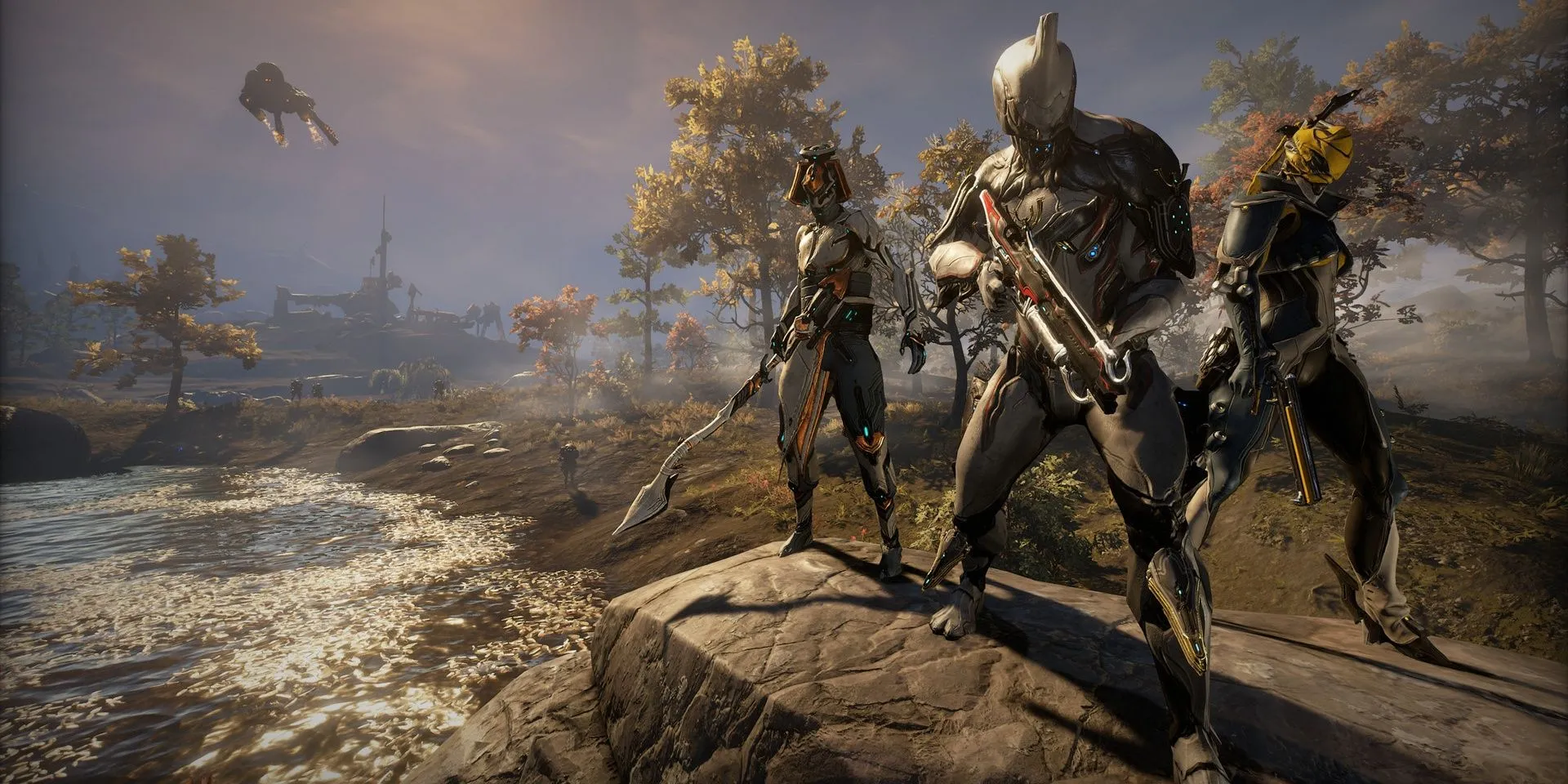 Đội hình Tenno với trang bị và vũ khí đa dạng sẵn sàng làm nhiệm vụ trong Warframe