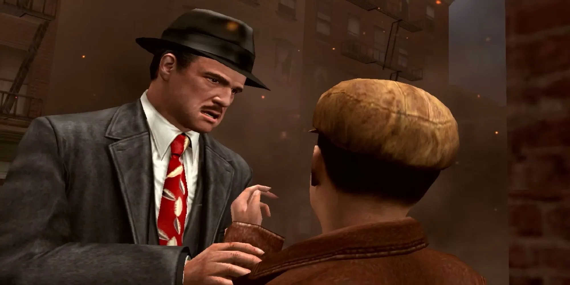 Don Corleone nói chuyện với một đứa trẻ trong game The Godfather