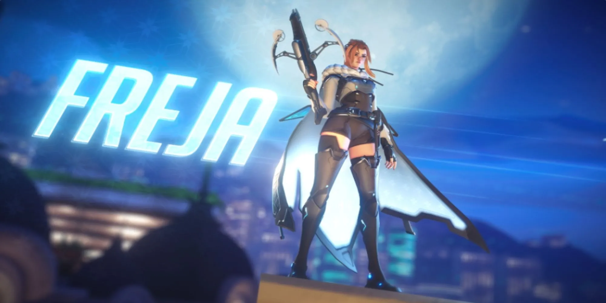 Freja Overwatch 2 ở tư thế sẵn sàng chiến đấu, minh họa cách chơi hiệu quả