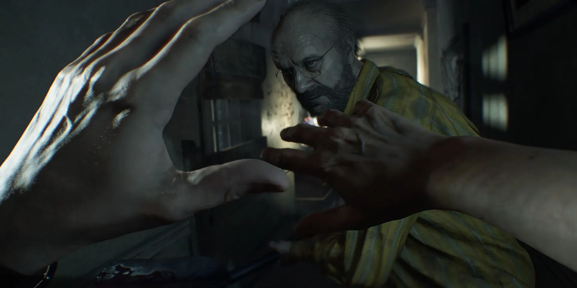 Jack Baker tấn công người chơi trong Resident Evil 7
