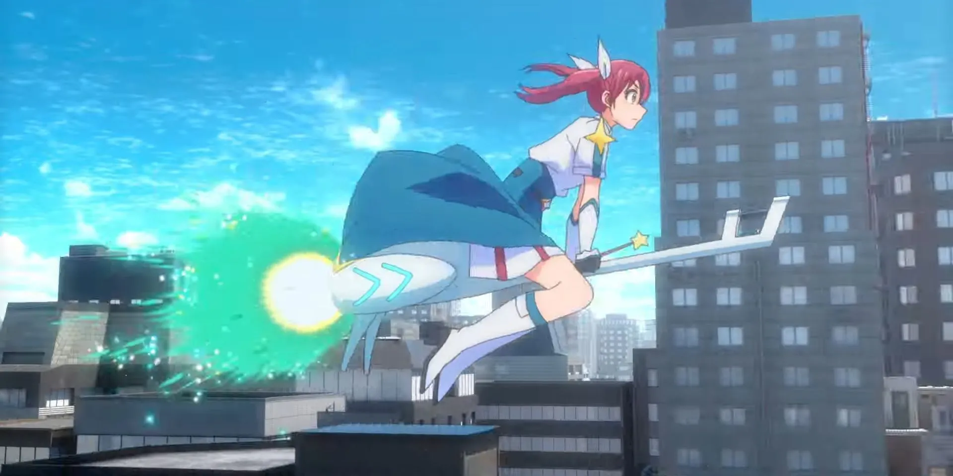 Kana Sakuragi bay trên chổi, sẵn sàng thực hiện nhiệm vụ magical girl của Magilumiere Co. Ltd.