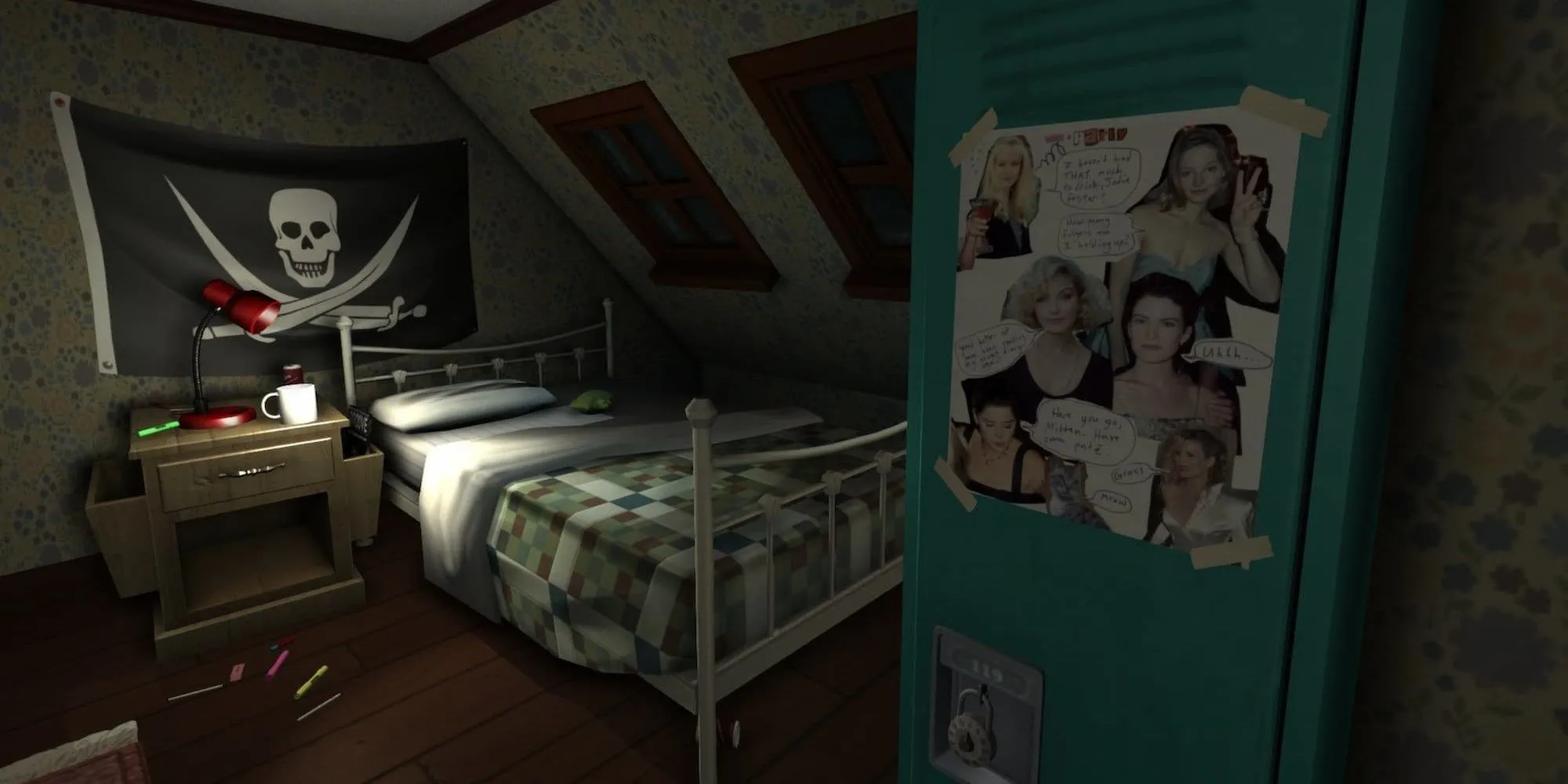 Khám phá căn phòng ngủ tại nhà Greenbriar, tìm kiếm manh mối về câu chuyện gia đình trong game Gone Home.