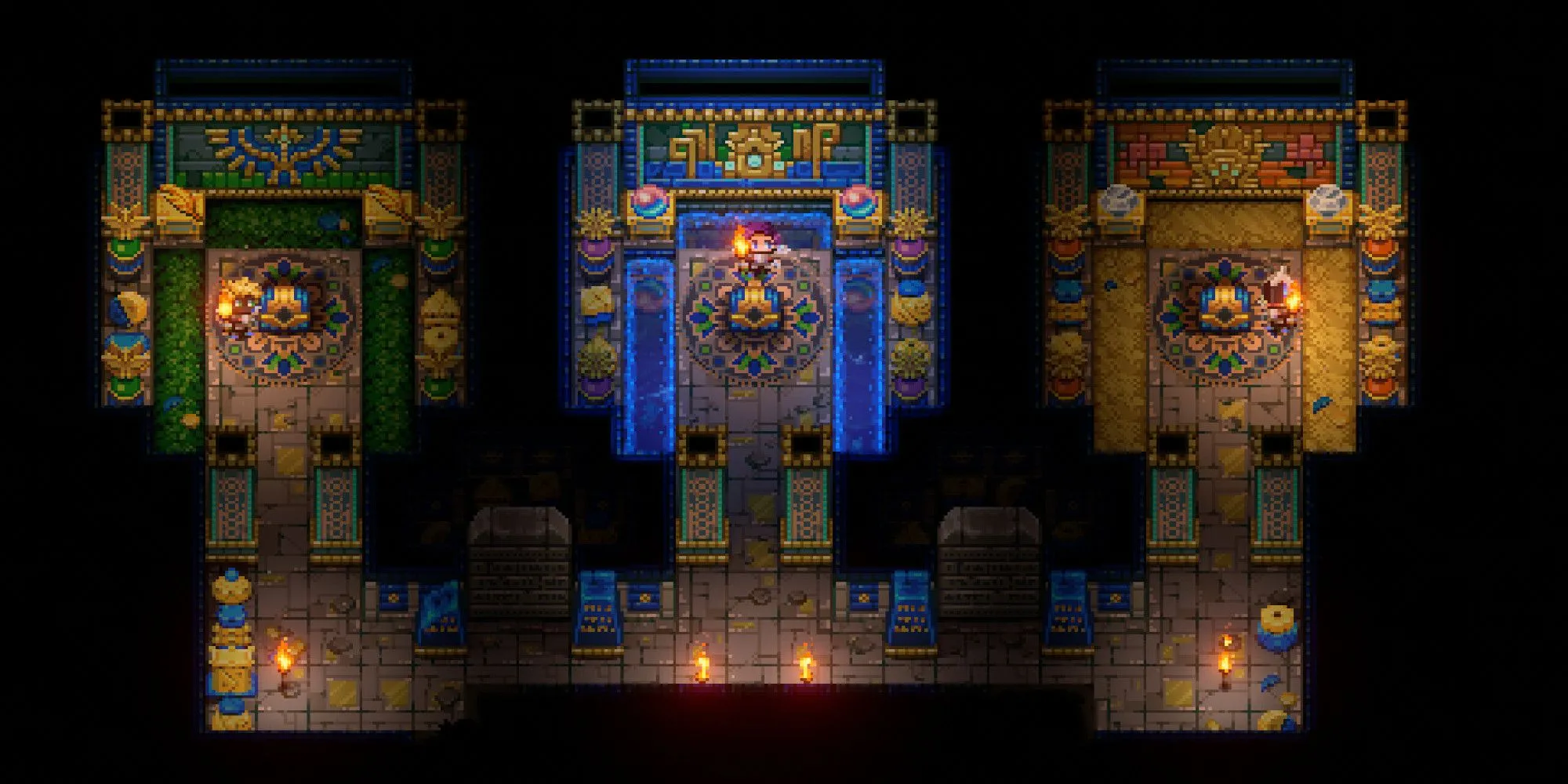 Khám phá hang động bí ẩn trong Core Keeper, minh họa lối chơi sandbox sinh tồn với nội dung endgame bao gồm các bí mật, boss ẩn và khu vực mới.