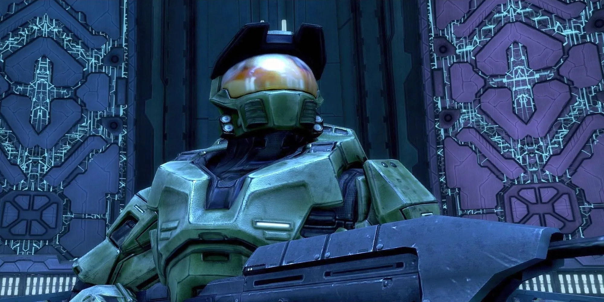 Master Chief nhìn lên trong Halo: Combat Evolved - hình ảnh từ bản Master Chief Collection