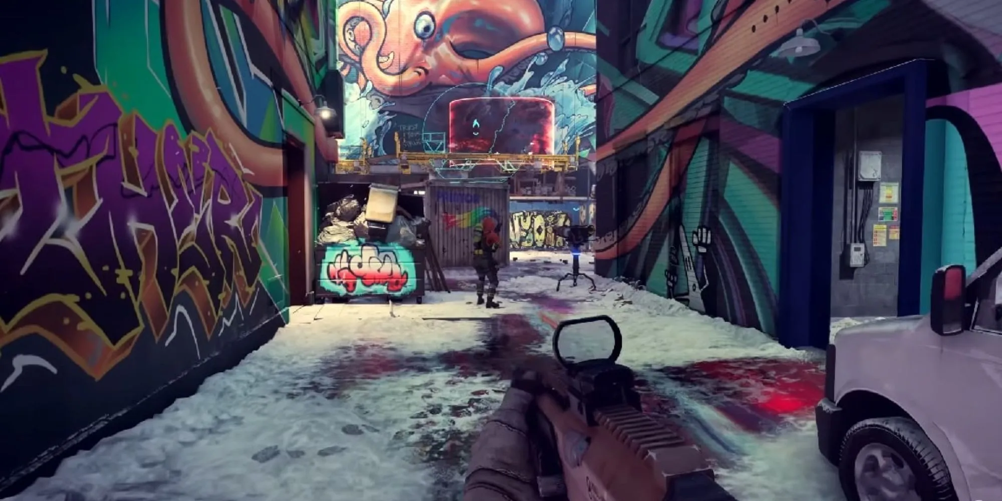 Một cảnh chiến đấu FPS trong game XDefiant của Ubisoft với giao diện người dùng hiển thị