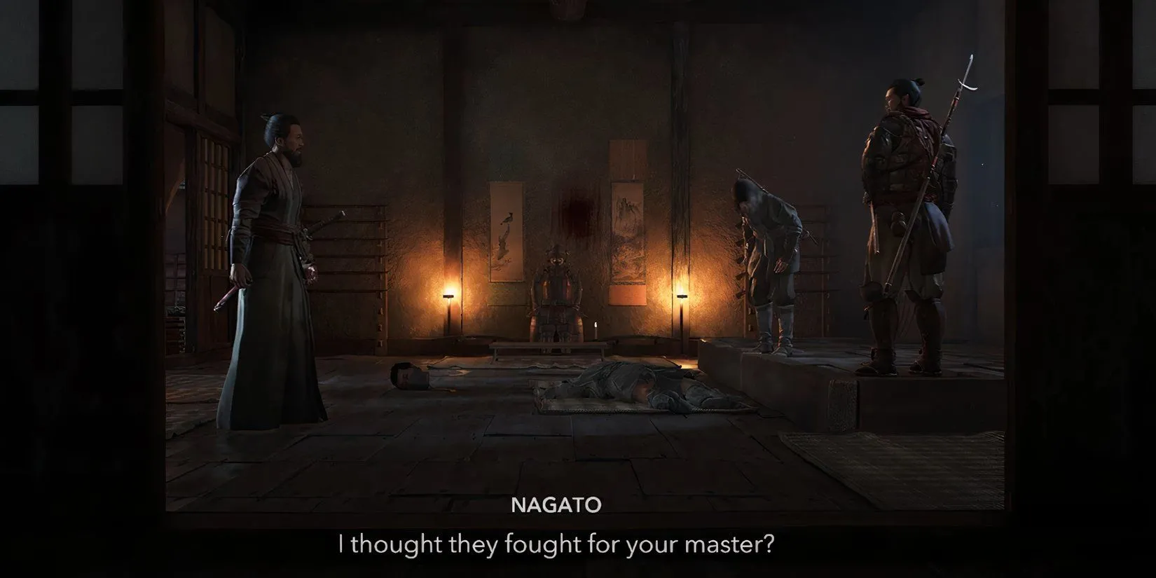 Naoe, Hanzo và Nagato nói chuyện sau khi hoàn thành nhiệm vụ