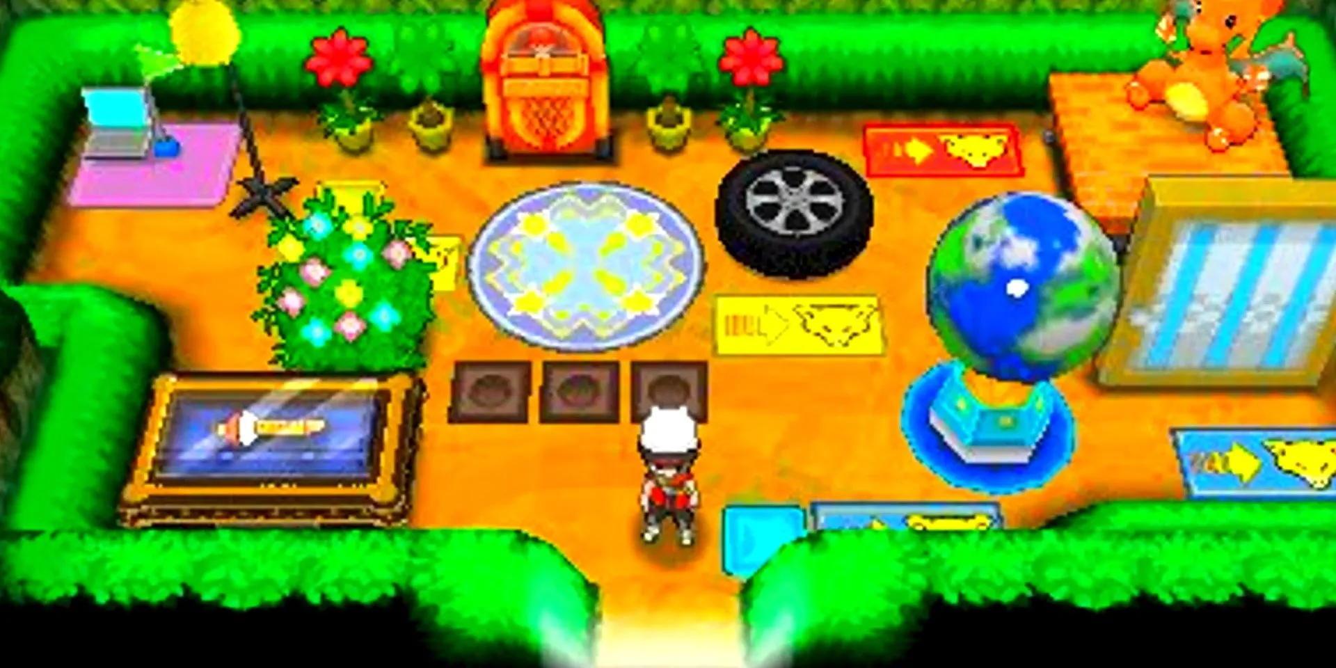 Người chơi đứng trong Căn cứ bí mật (Secret Base) được trang trí trong Pokemon Omega Ruby &amp; Alpha Sapphire