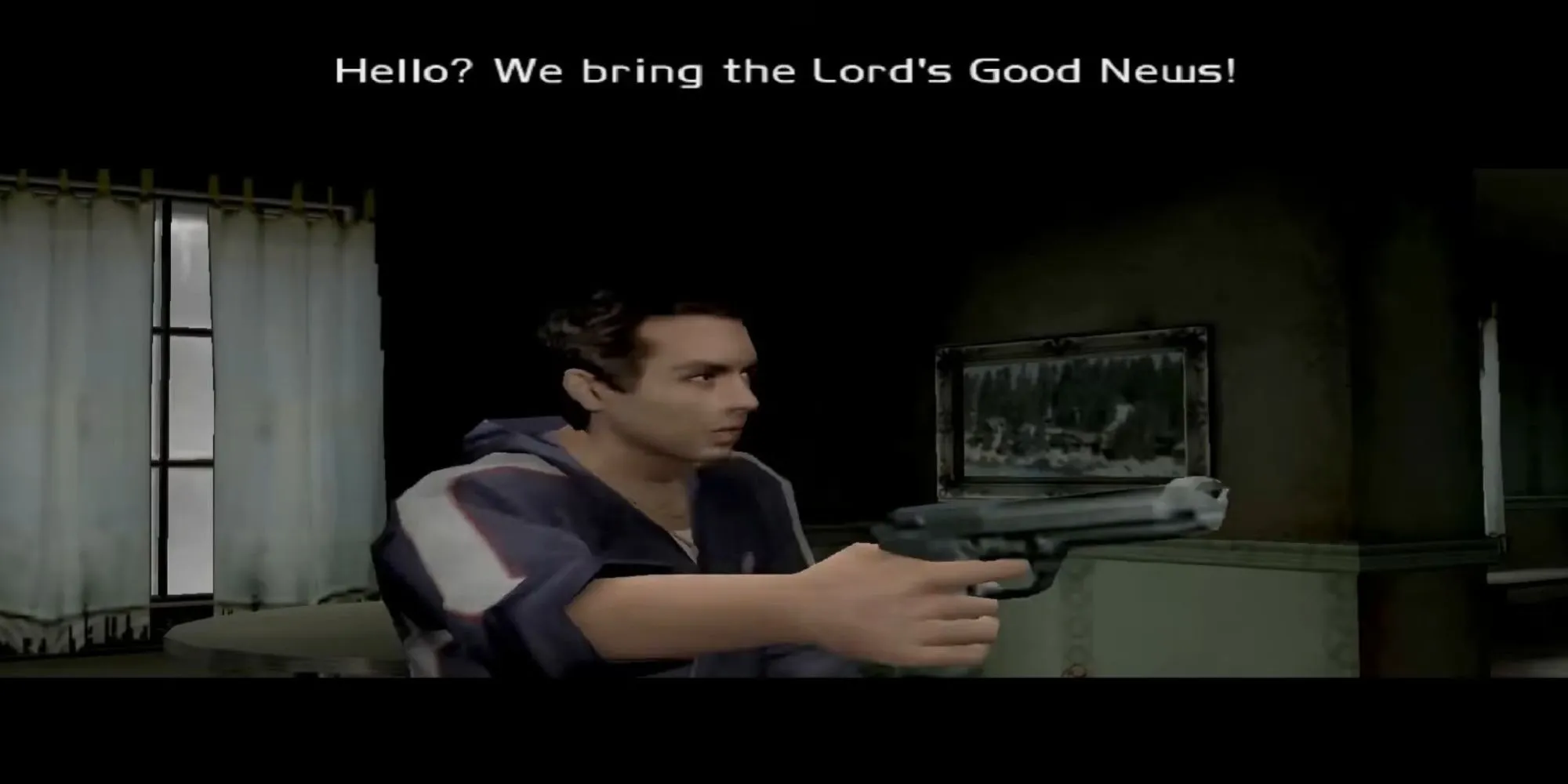 Nhân vật Joey LaRocca trong game The Sopranos Road to Respect đang chĩa súng