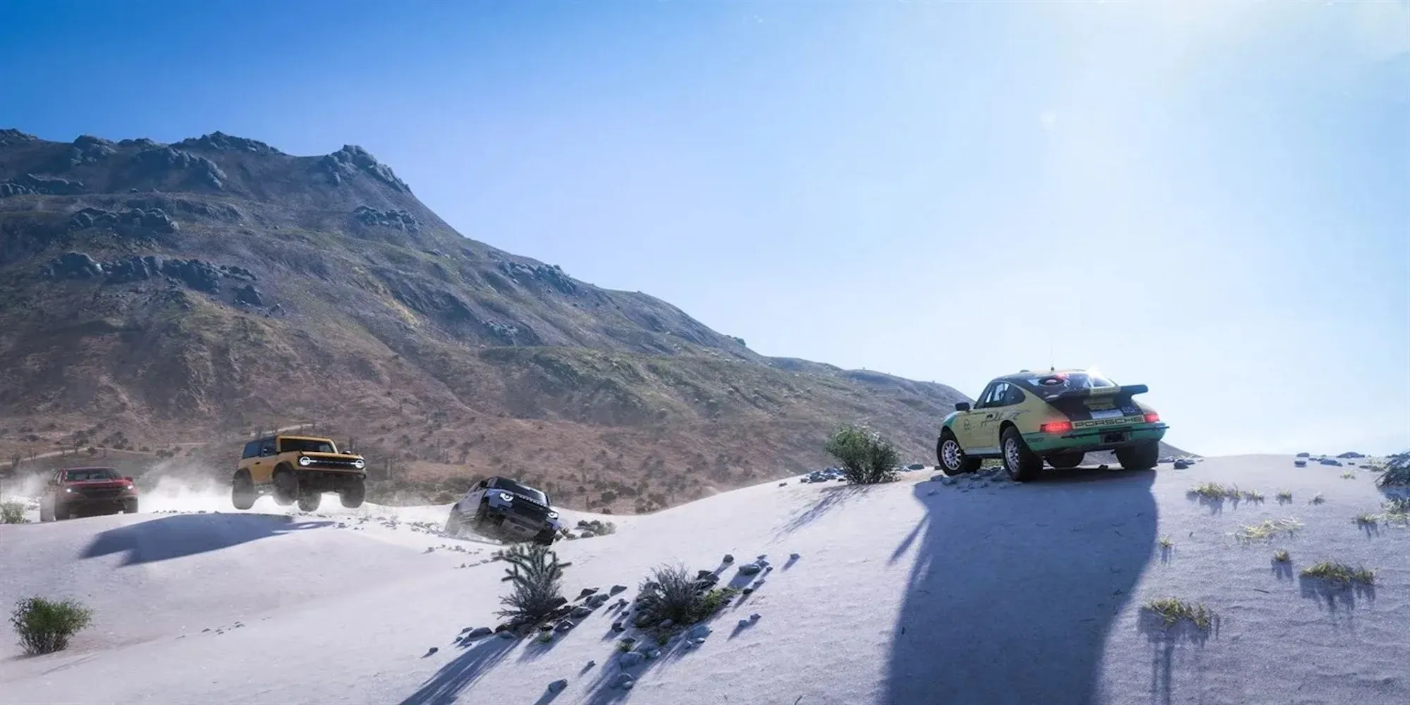 Ô tô nhảy qua dốc trong game Forza Horizon 5