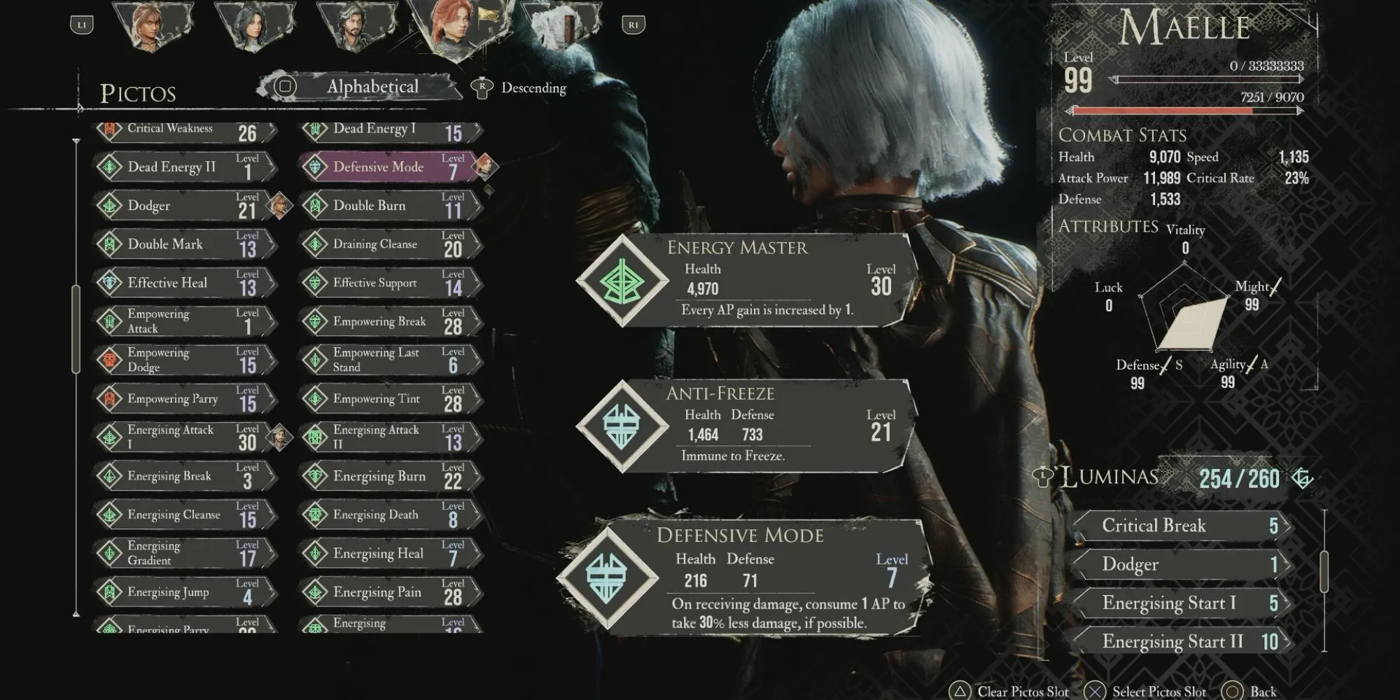 Picto Defensive Mode giảm sát thương nhận trong Clair Obscur Expedition 33