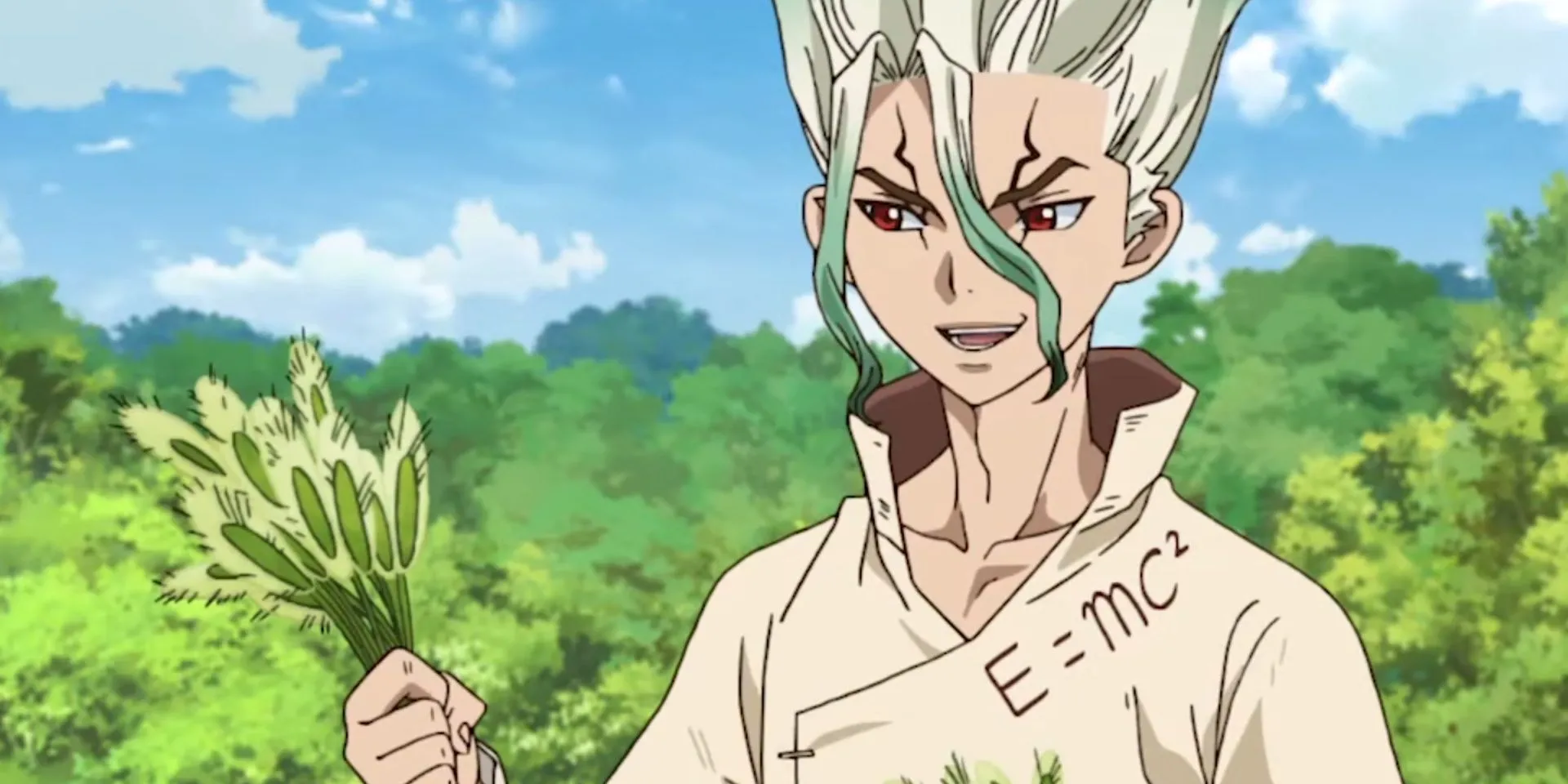 Senku Ishigami với vẻ mặt tự tin, sẵn sàng khám phá khoa học trong Dr. Stone