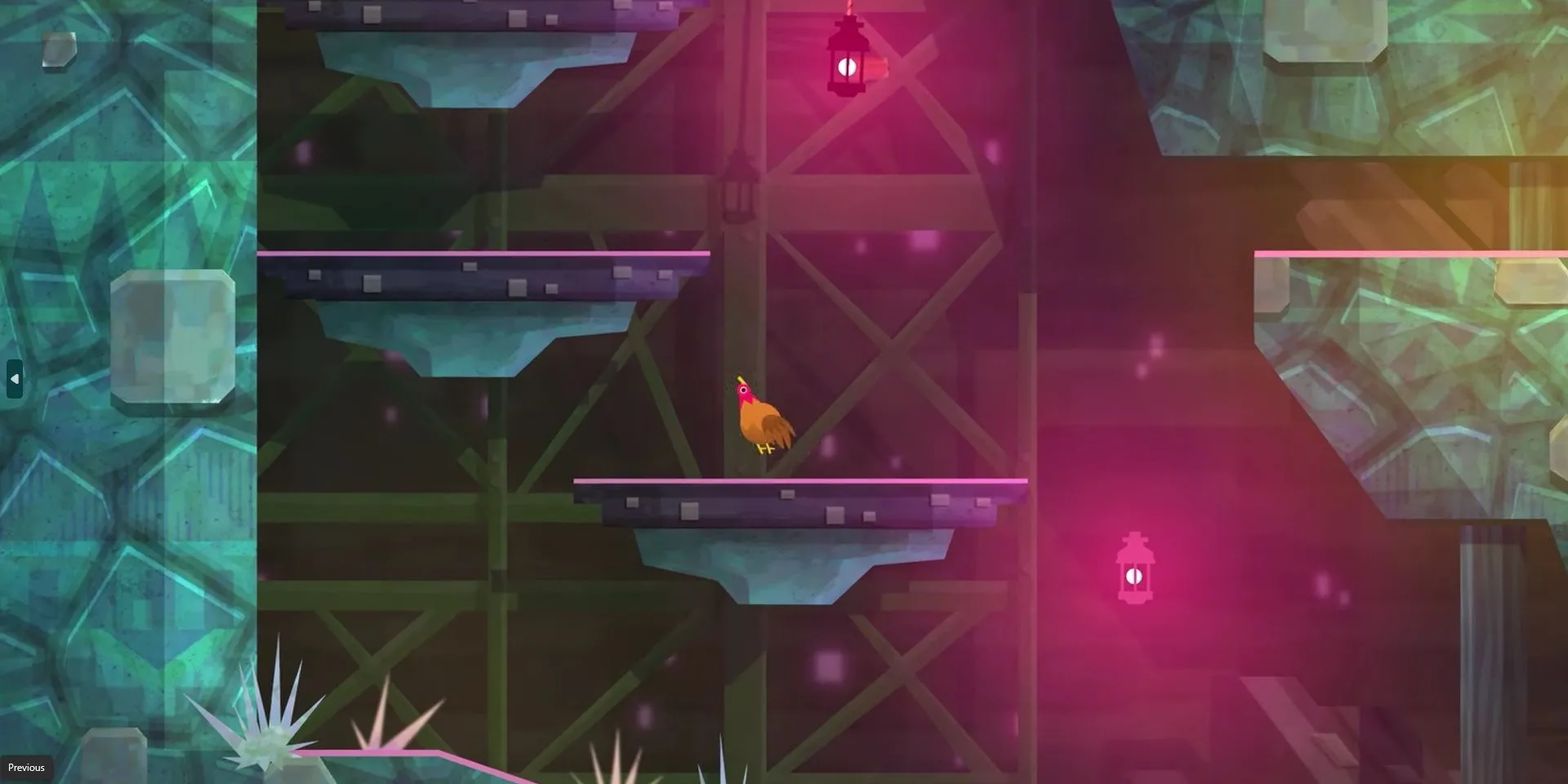 Sử dụng Pollo Power trong Guacamelee, biến thành gà để chui qua các khe hẹp