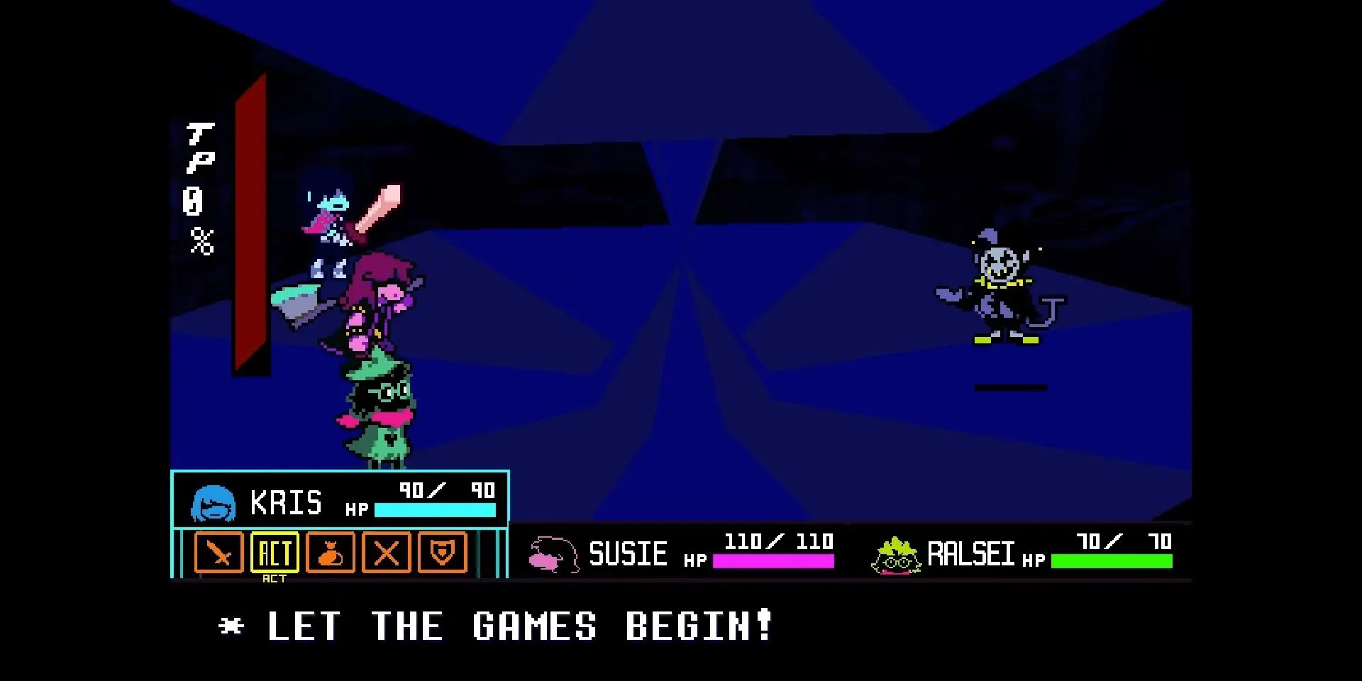 Trận chiến với boss Jevil trong game RPG Deltarune