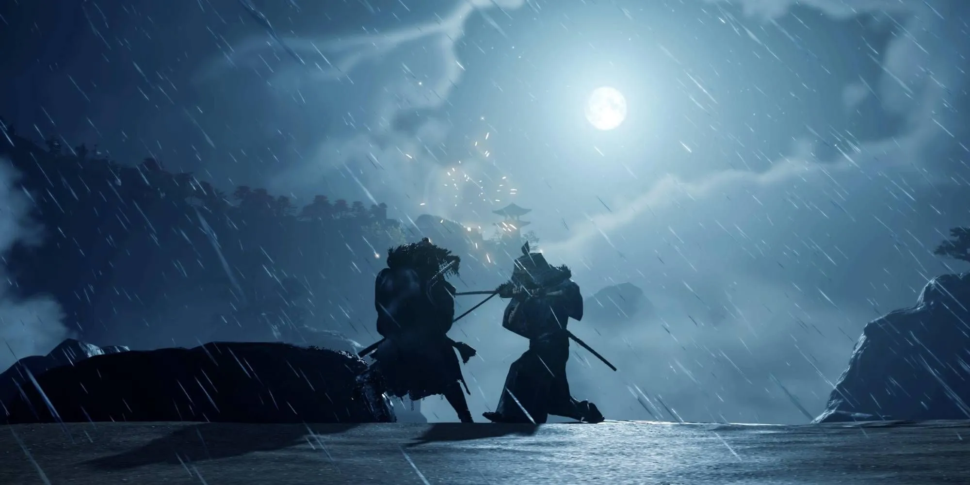 Trận đấu kiếm kinh điển giữa Jin Sakai và một đối thủ trong Ghost of Tsushima.