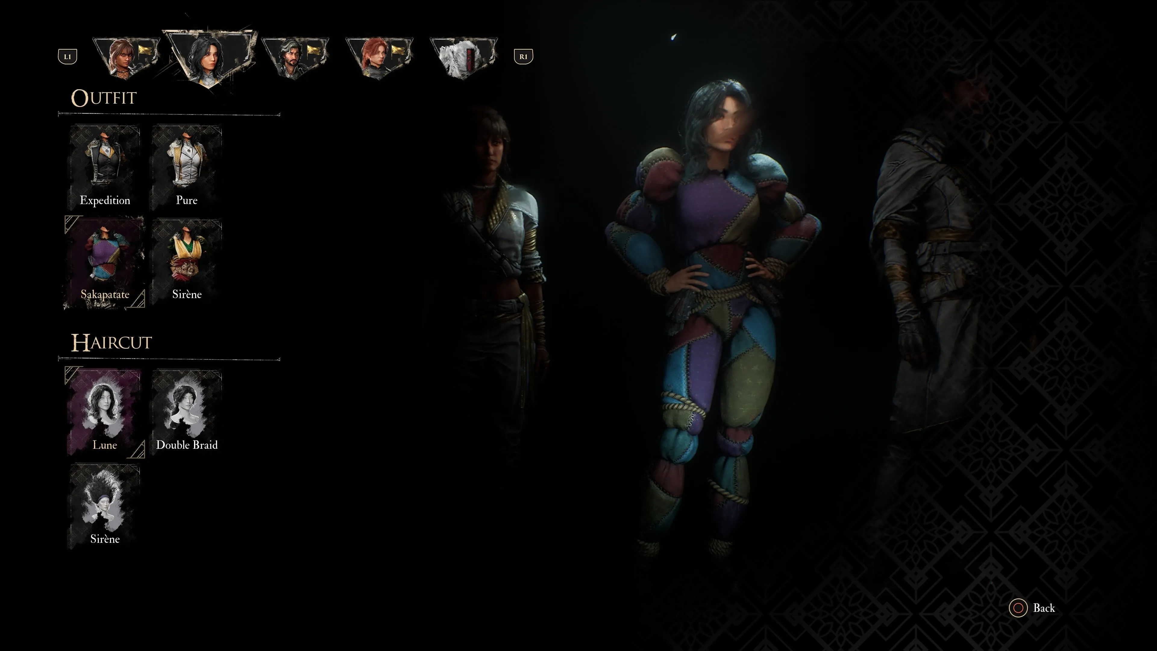 Trang phục Sakapatate (Túi Khoai Tây) cho nhân vật Lune trong game Clair Obscur: Expedition 33, thể hiện phong cách hài hước, độc đáo.