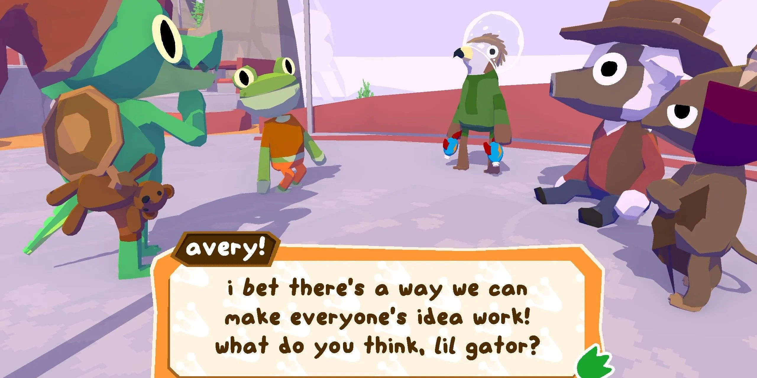 Trò chuyện với Avery và bạn bè trong Lil Gator Game