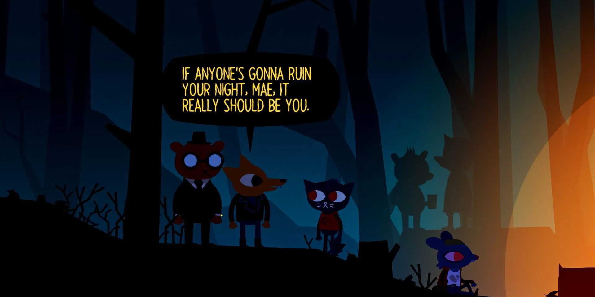 Trò chuyện với Gregg bên đống lửa trong Night in the Woods