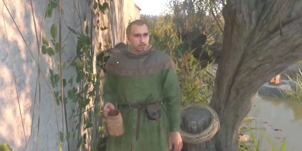 Vostatek drinking by the pond in Kingdom Come: Deliverance 2 