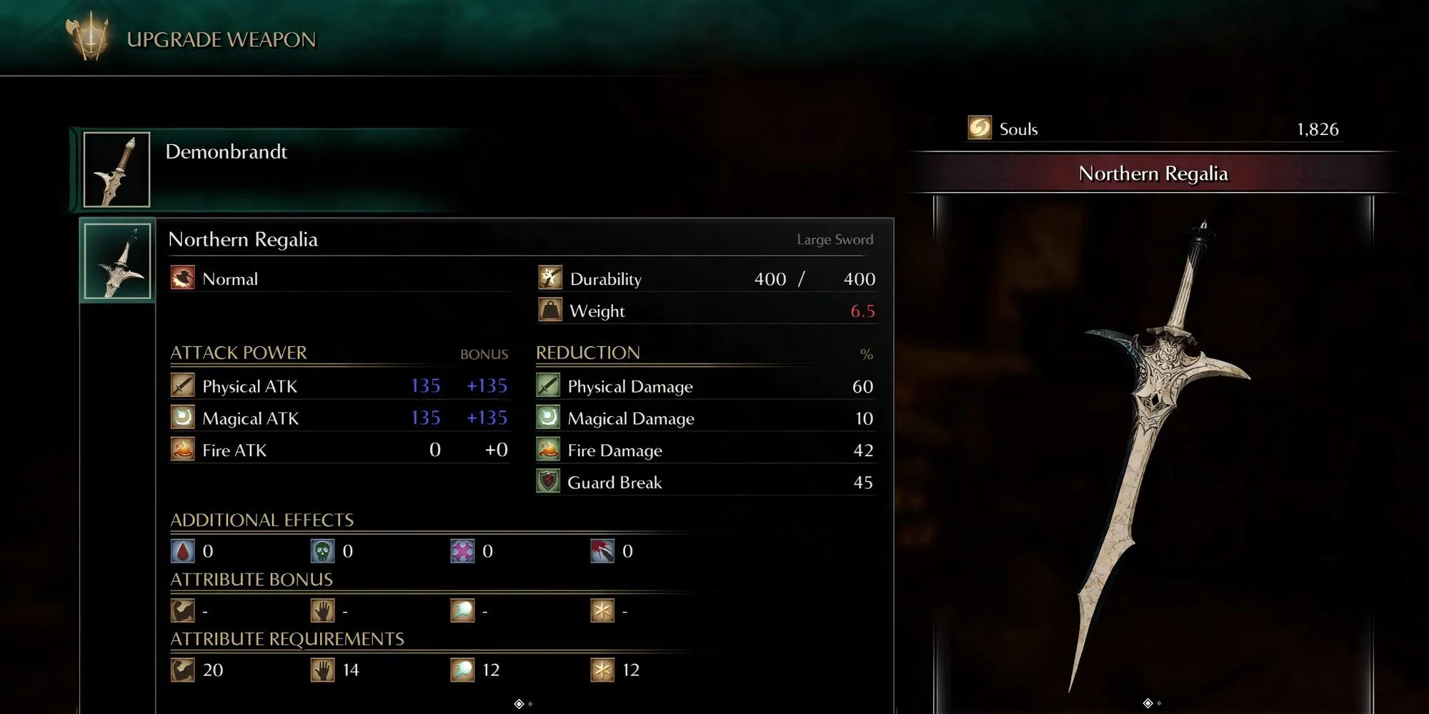 Vũ khí Northern Regalia trong Demon's Souls