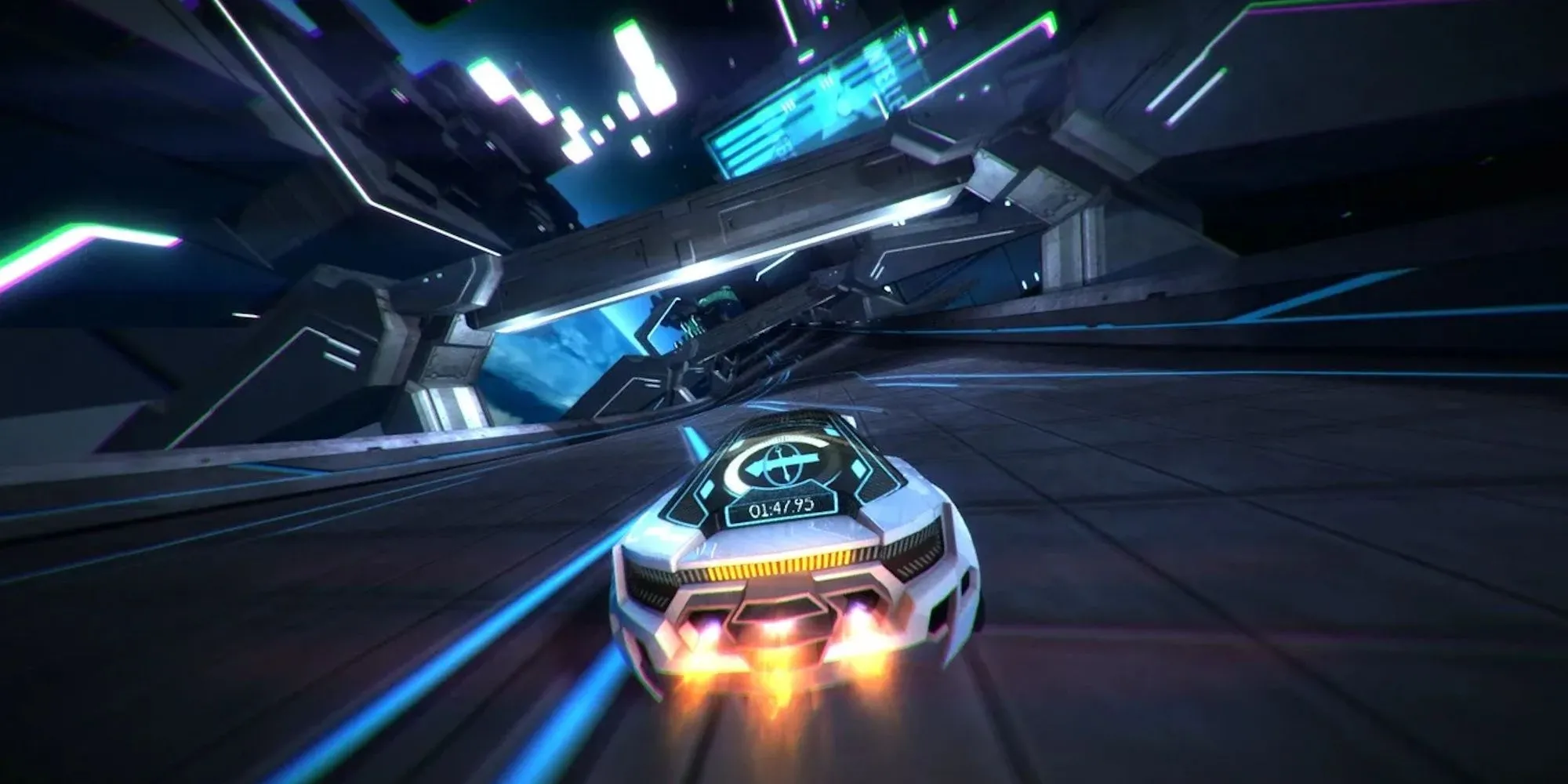 Xe đua với hiệu ứng ánh sáng trong game Distance