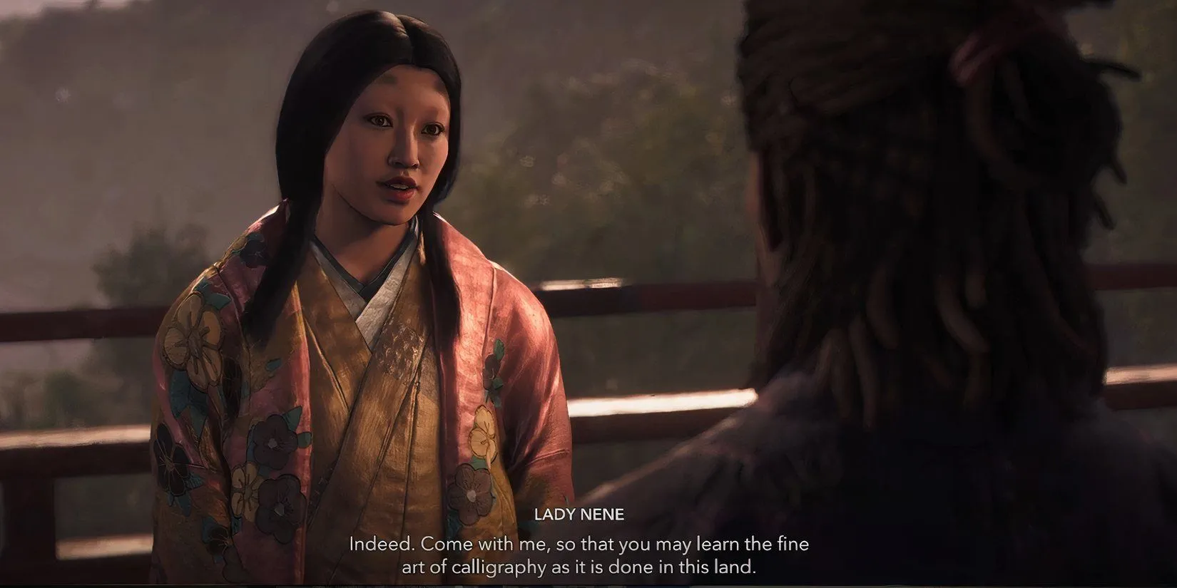 Yasuke hội thoại cùng Quý bà Nene tại Chùa Sokenji, hoàn thành chương đầu nhiệm vụ Kagemitsu