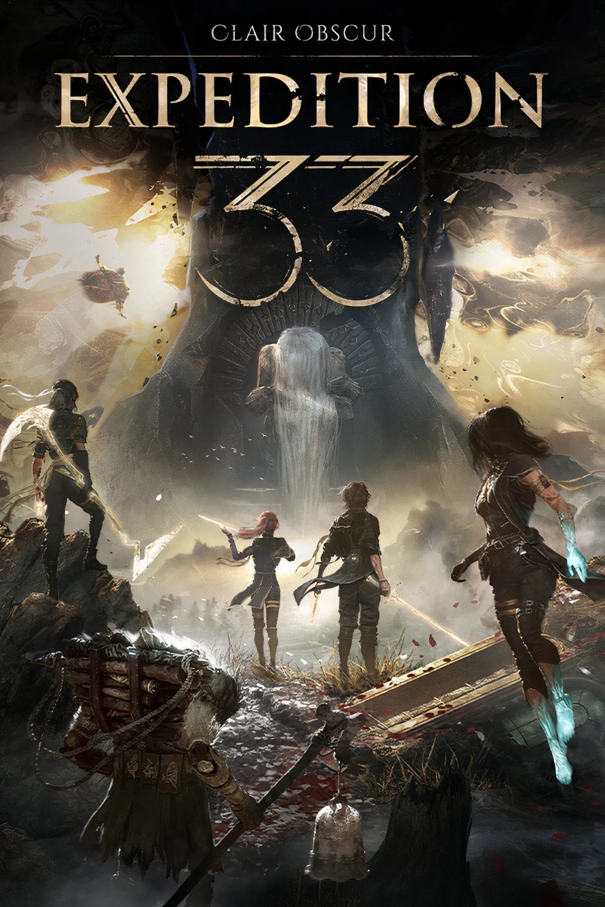 Ảnh cắt dán giới thiệu các nhân vật và môi trường giả tưởng trong game Clair Obscur: Expedition 33