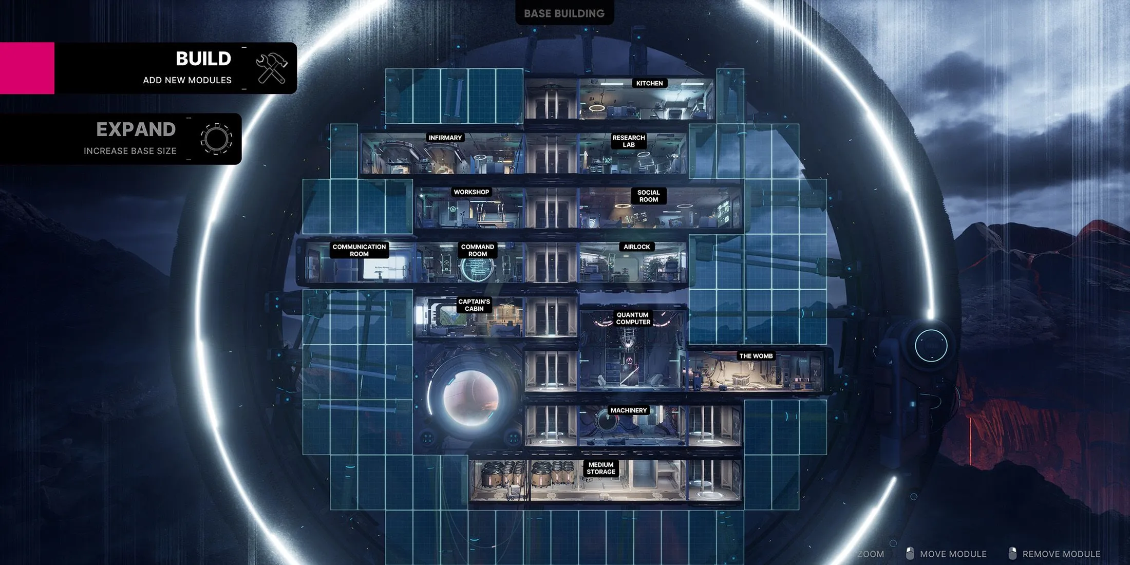 Ảnh gameplay The Alters: Jan Dolski tương tác trong căn cứ sinh tồn