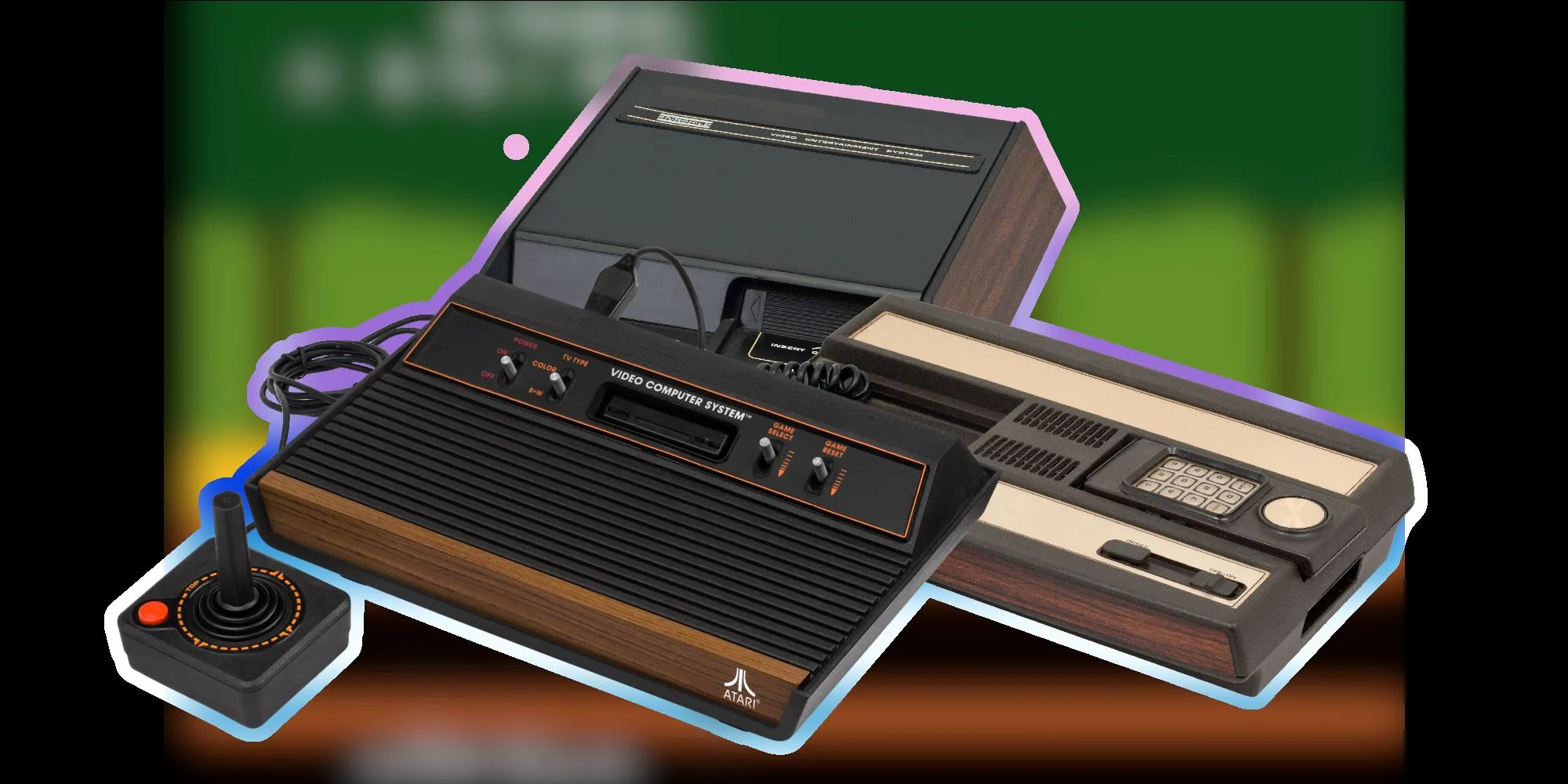 Các console thế hệ thứ hai, bao gồm Atari 2600, Fairchild Channel F, và Intellivision