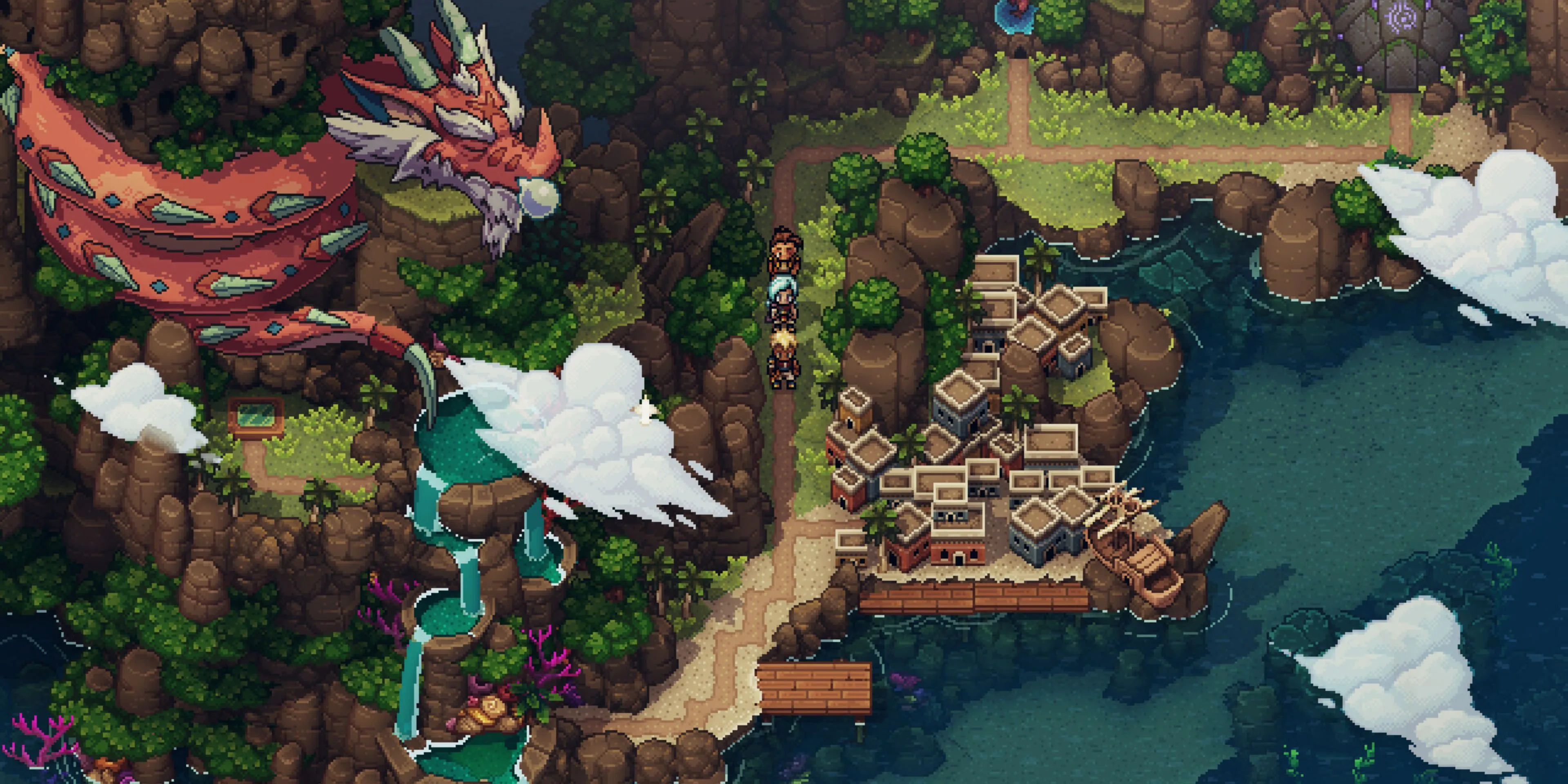 Cảnh chiến đấu với đồ họa pixel trong game Sea of Stars