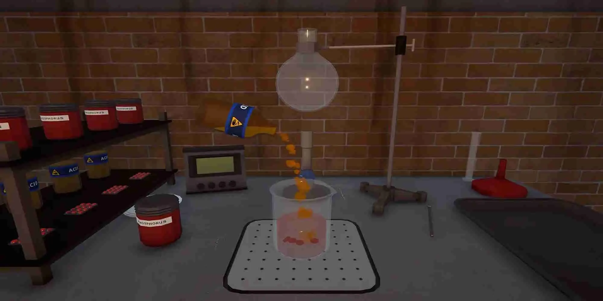 Giao diện mô phỏng phòng thí nghiệm trong game tội phạm Schedule 1