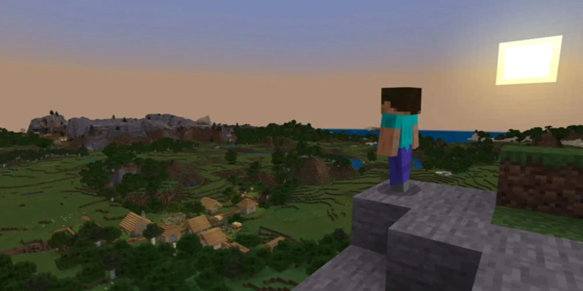 Góc nhìn người thứ nhất trong Minecraft, cho thấy giao diện và môi trường game