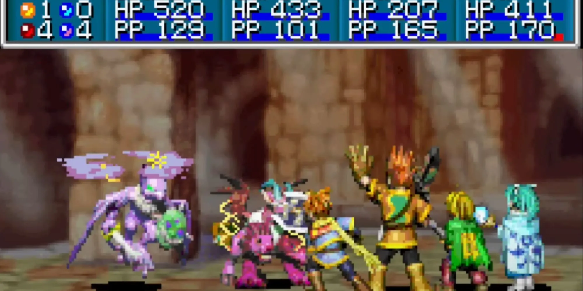 Hình ảnh cảnh chiến đấu theo lượt trong game nhập vai kinh điển Golden Sun
