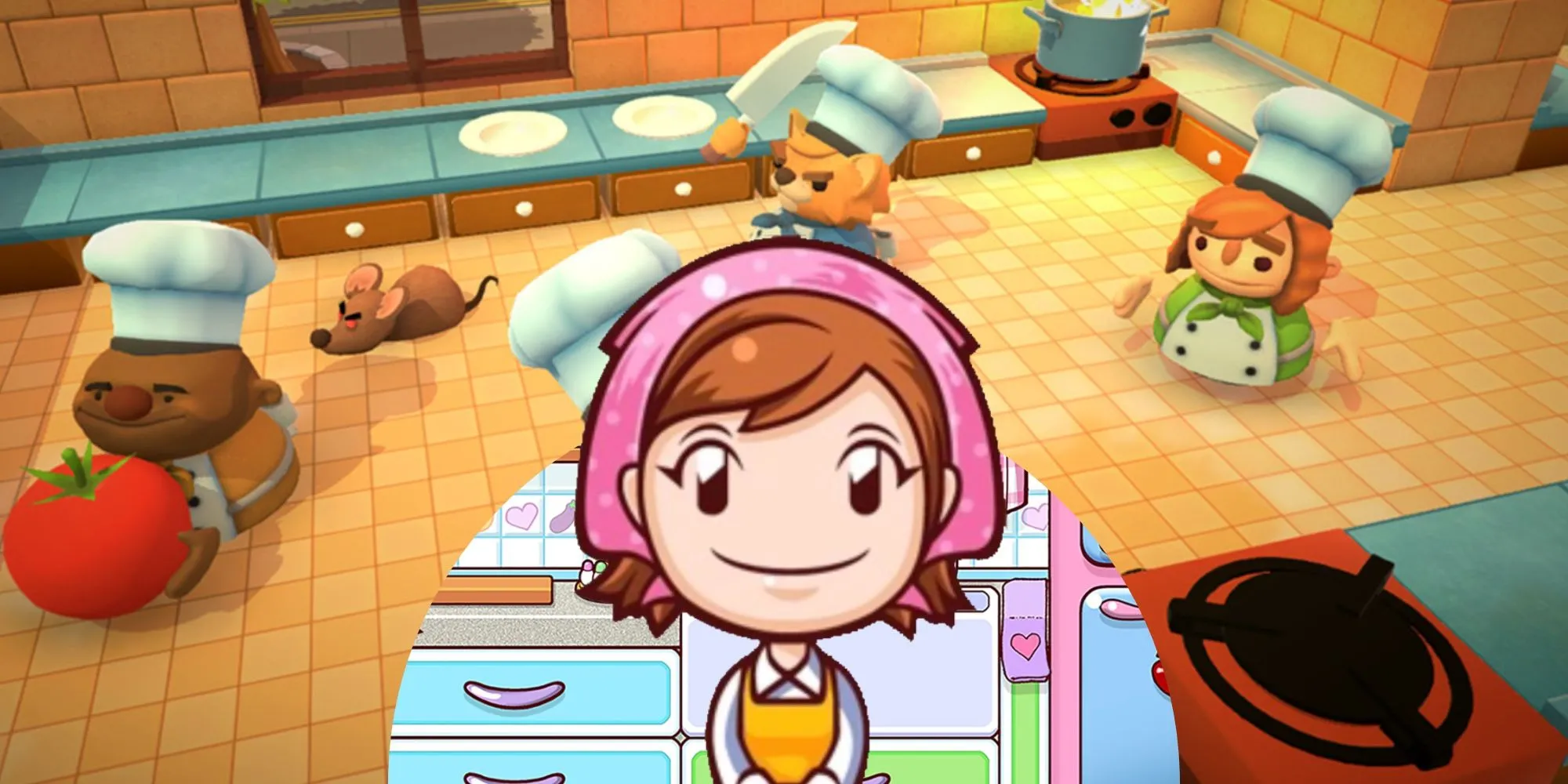Hình ảnh minh họa các game nấu ăn thuần túy như Overcooked và Cooking Mama