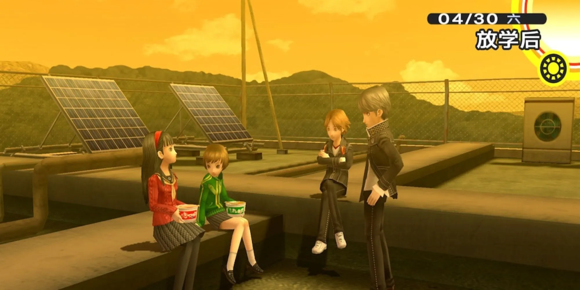Hình ảnh nhân vật đang đi chơi trong game JRPG Persona 4 Golden