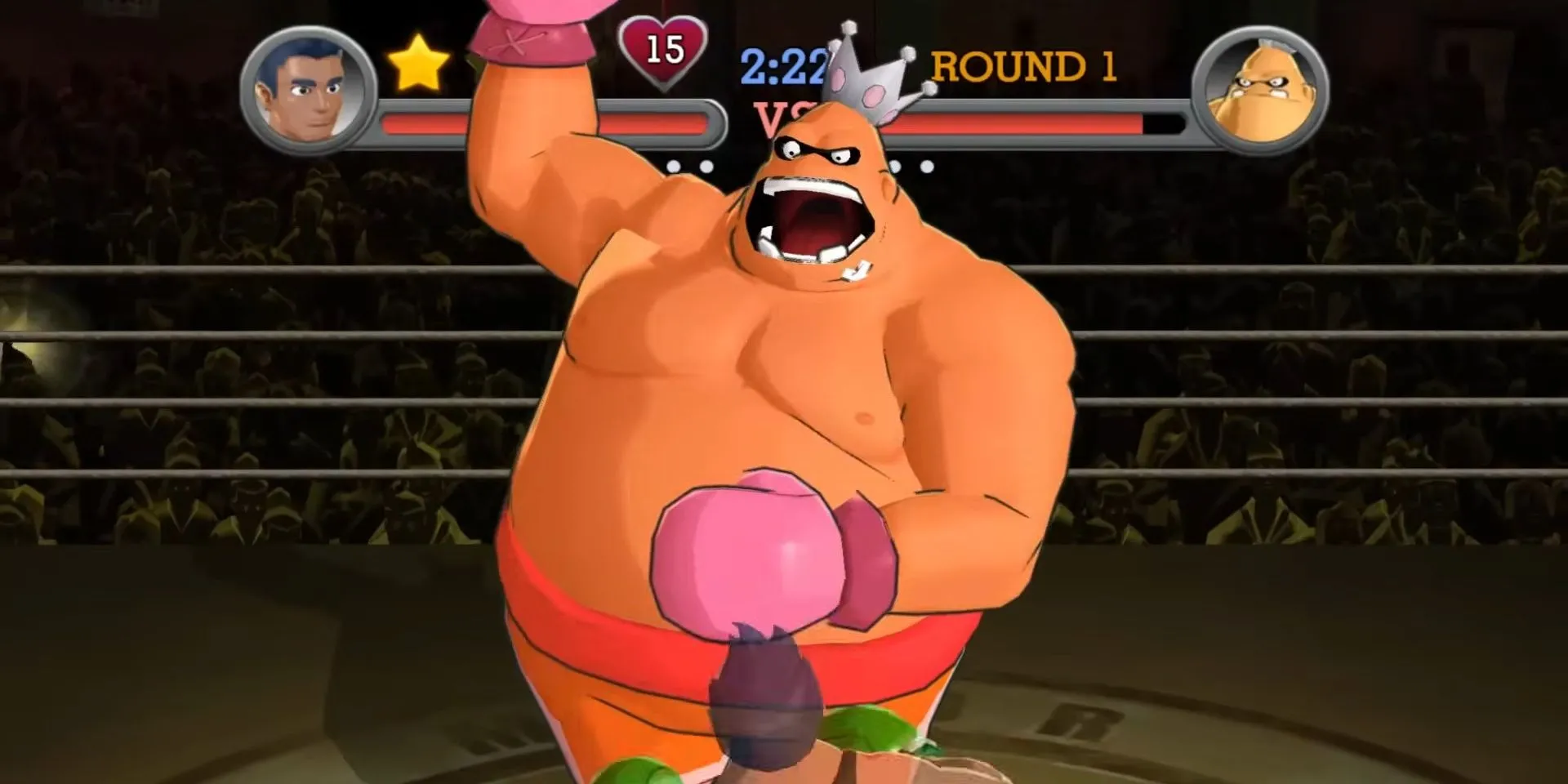 Hình ảnh trận đấu với King Hippo trong game Punch-Out!! (2009)