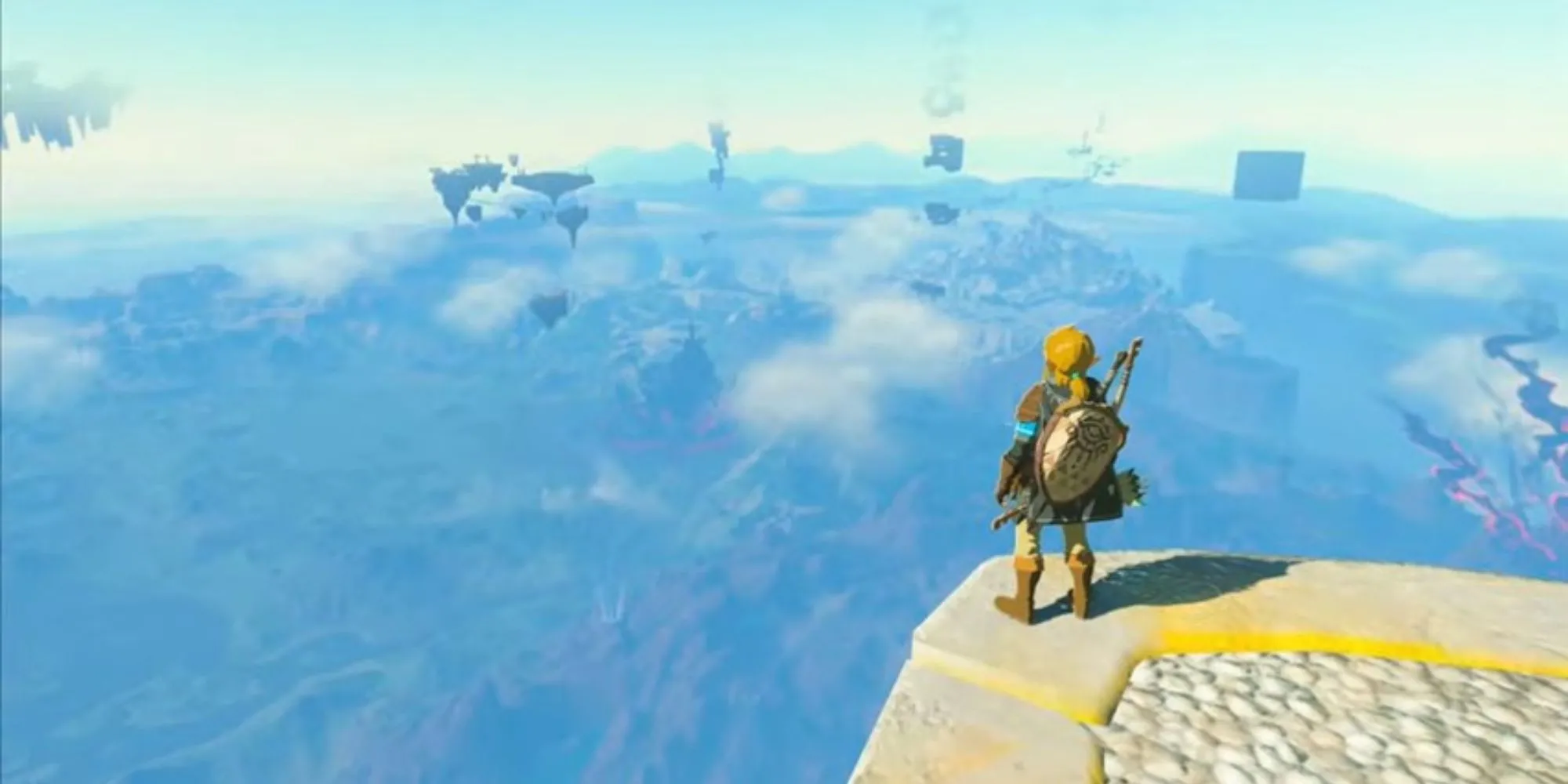 Link đang lặn từ bầu trời xuống đất trong The Legend of Zelda: Tears of the Kingdom