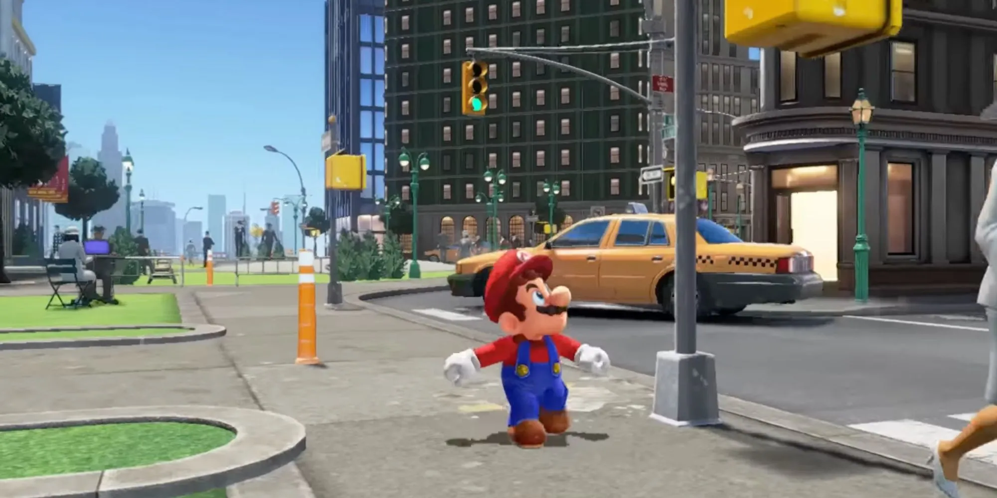 Mario chạy nhảy trong thành phố New Donk City đầy màu sắc của Super Mario Odyssey