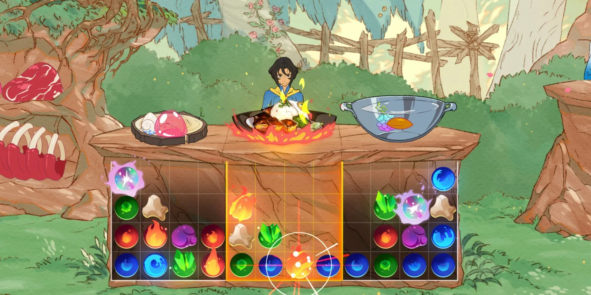 Minh họa gameplay kết hợp chiến đấu và giải đố nấu ăn trong Battle Chef Brigade