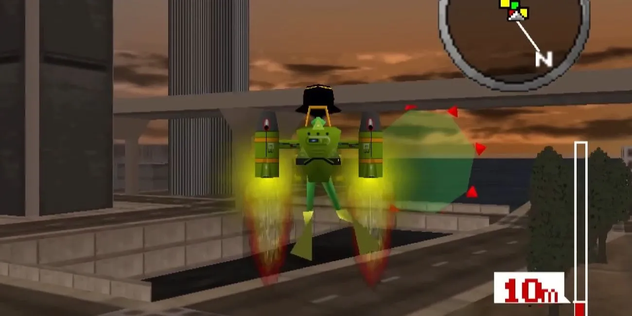 Nhân vật bay bằng jetpack trong Pilotwings 64