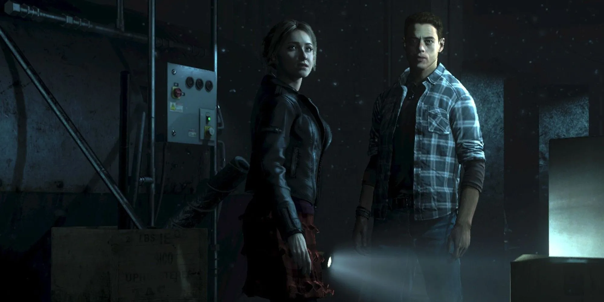 Nhân vật Joshua (Rami Malek) và Sam (Hayden Panettiere) trong game Until Dawn